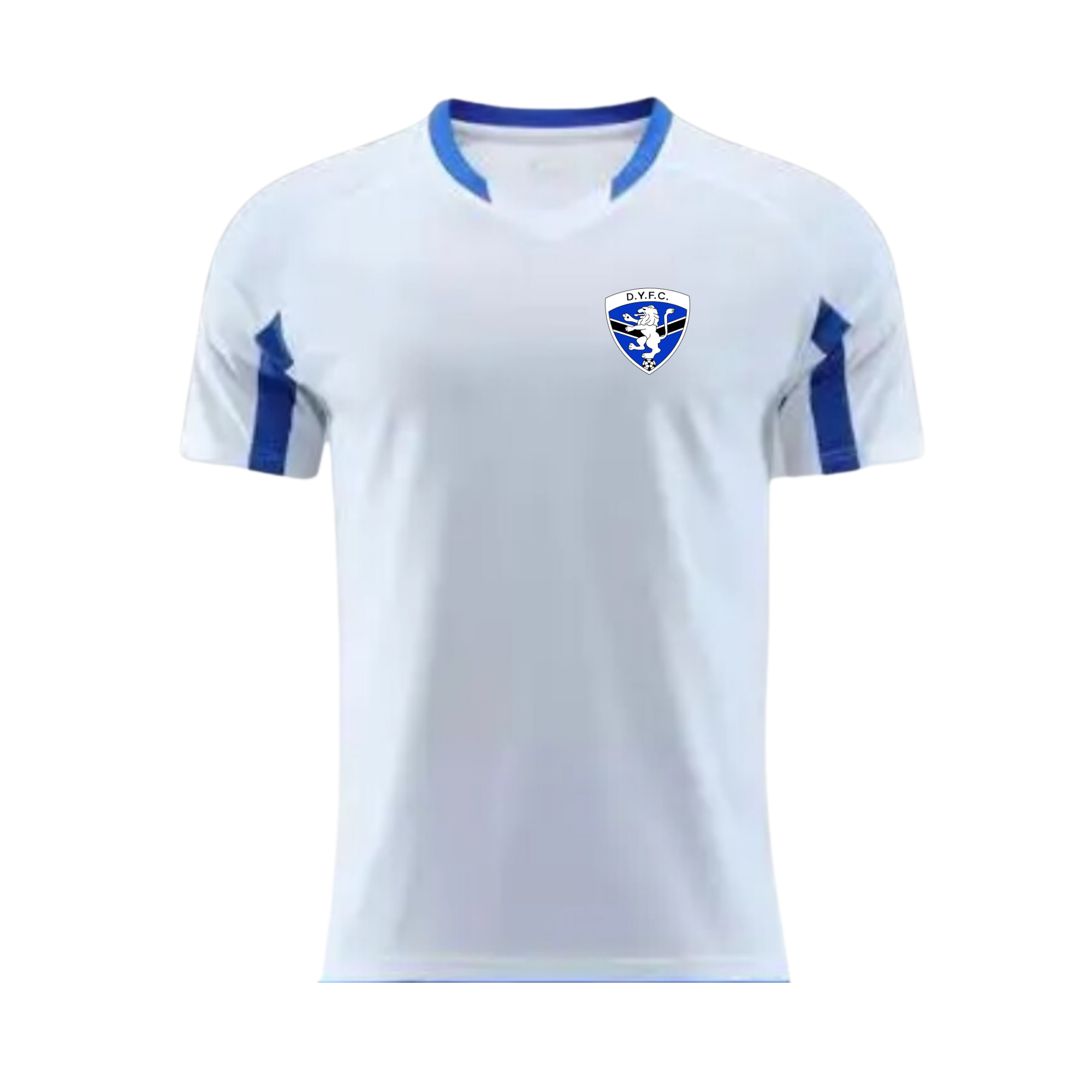 DYFC - White Training Top Blue Trim.
